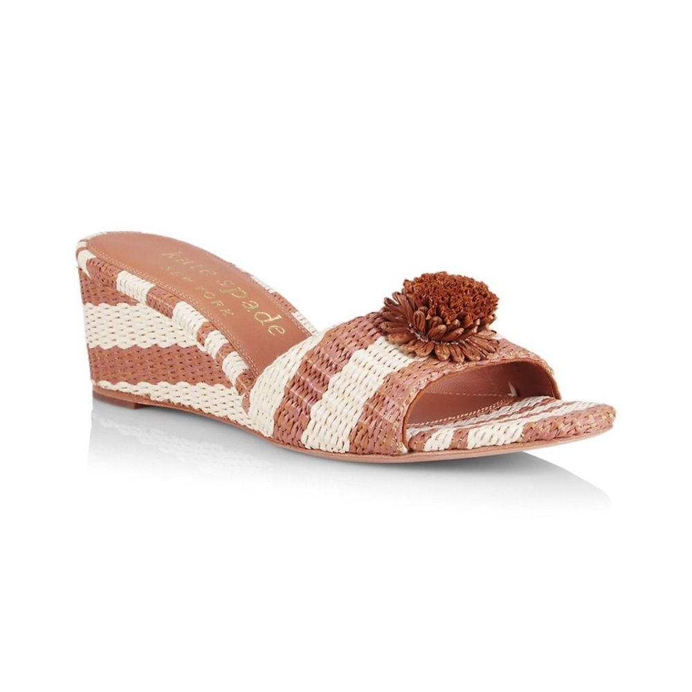KATE SPADE NEW YORK Raffia Seville Wedge Sandals Size 9 (NEW)